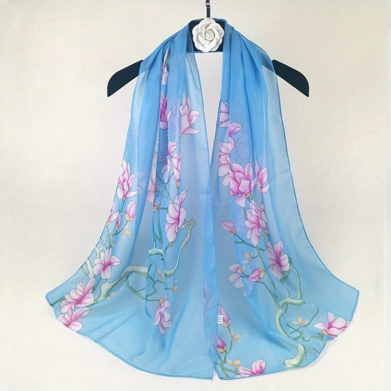 Kapok Print Chiffon Scarf Thin Breathable Shawl Casual Head Wrap Hijab