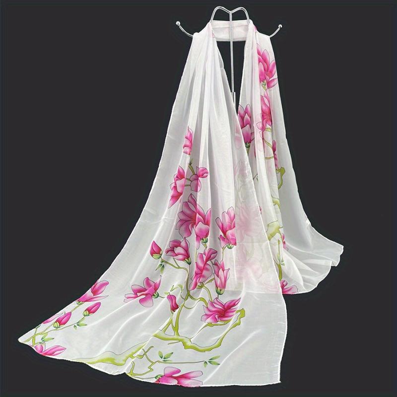 Kapok Print Chiffon Scarf Thin Breathable Shawl Casual Head Wrap Hijab