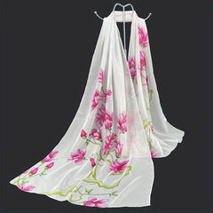 Kapok Print Chiffon Scarf Thin Breathable Shawl Casual Head Wrap Hijab