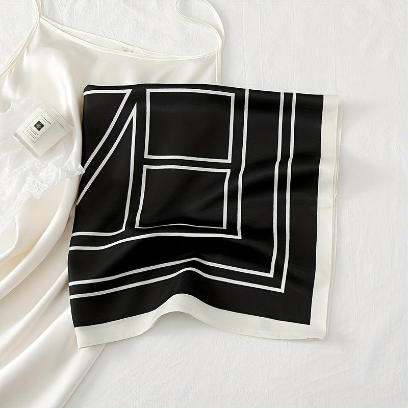 Stripe Print Casual Square Scarf & Bandana Women Headwrap Silk Satin