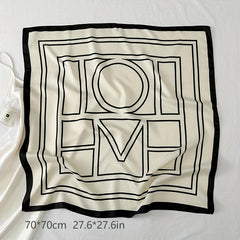 Stripe Print Casual Square Scarf & Bandana Women Headwrap Silk Satin