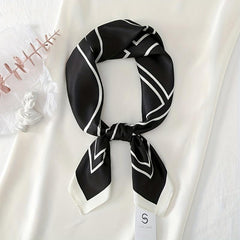 Stripe Print Casual Square Scarf & Bandana Women Headwrap Silk Satin