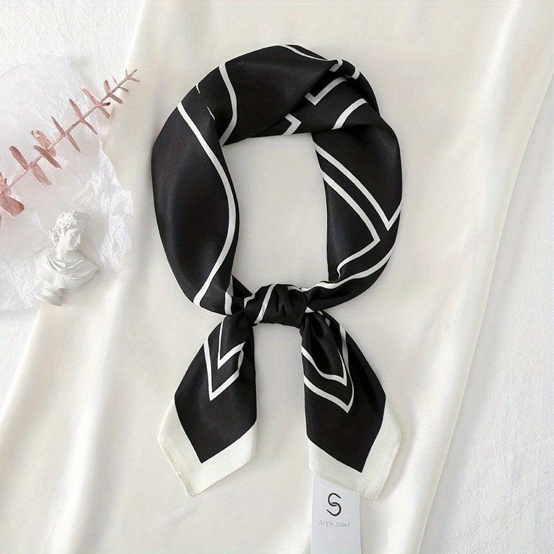 Stripe Print Casual Square Scarf & Bandana Women Headwrap Silk Satin