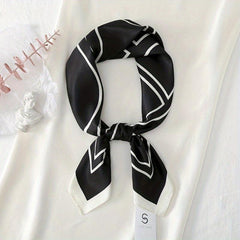 Stripe Print Casual Square Scarf & Bandana Women Headwrap Silk Satin