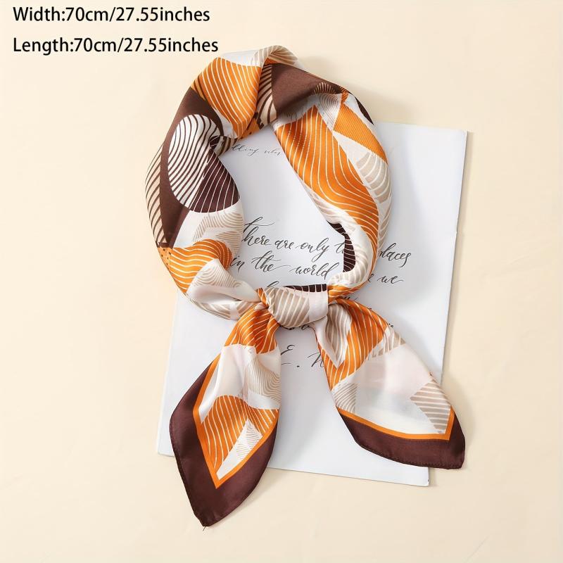 Geometric Stripe Print Square Scarf Vintage Small Block Neckerchief