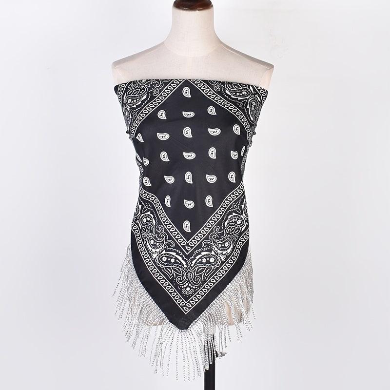 Sequins Tassel Poly Scarf Functional Scarf