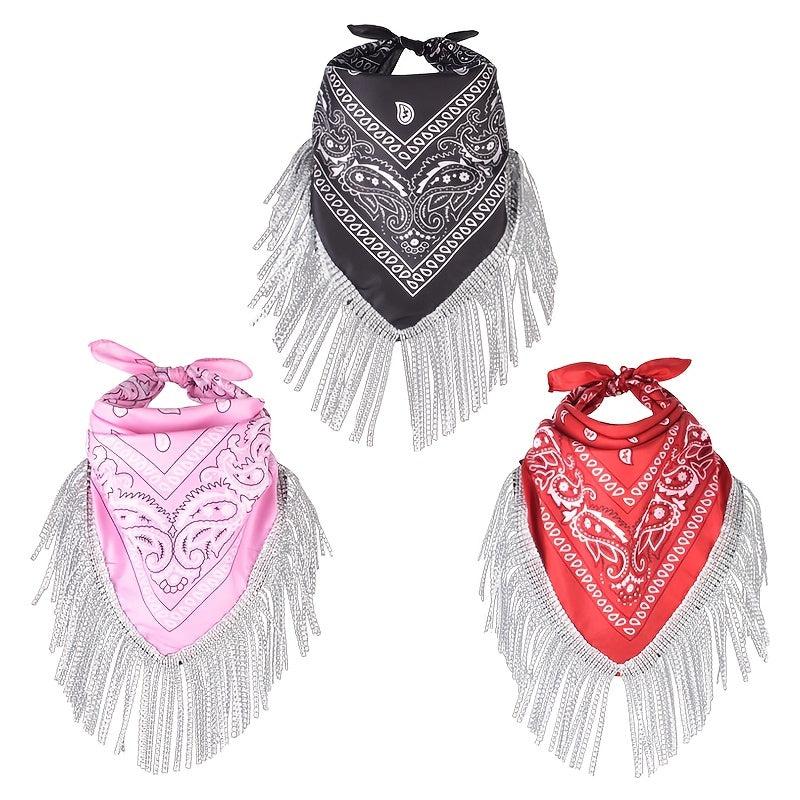 Sequins Tassel Poly Scarf Functional Scarf