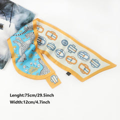 Animal Pattern Neck Scarf Small Shawl Hair Wrap Ribbon Scarf for Women