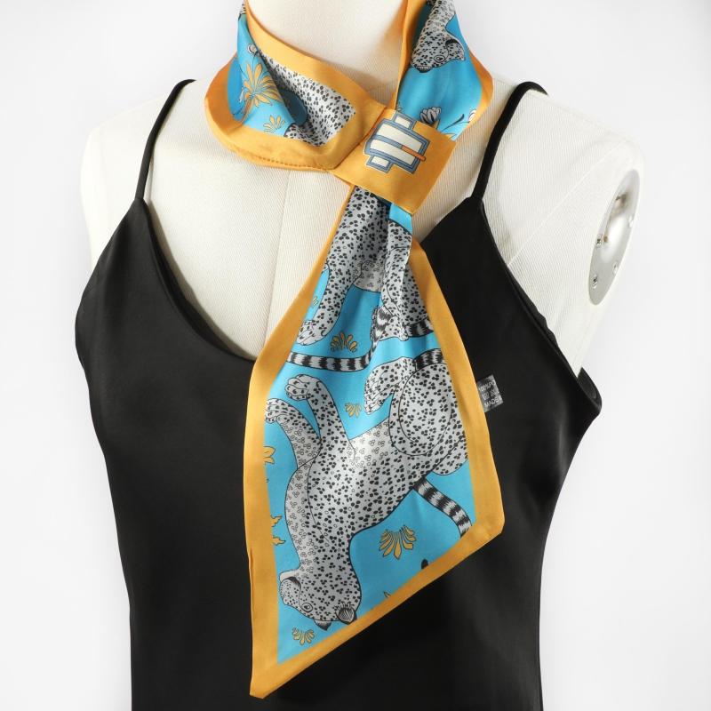 Animal Pattern Neck Scarf Small Shawl Hair Wrap Ribbon Scarf for Women