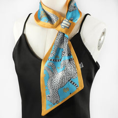 Animal Pattern Neck Scarf Small Shawl Hair Wrap Ribbon Scarf for Women