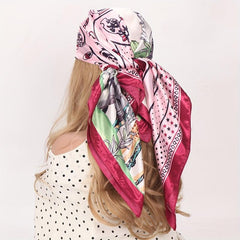 Cartoon Animal Print Silk Bandana Square Scarf Beach Towel Head Wrap
