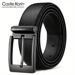 Men's Leather Belt With Pin Buckle Top Layer Cowhide Business Style