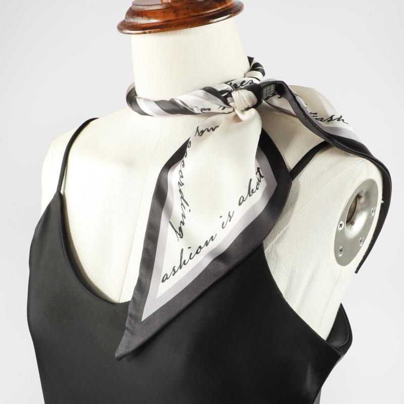 Border Ribbon Scarf Silk Feeling Skinny Scarf Neck Scarf Hairband