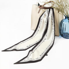 Border Ribbon Scarf Silk Feeling Skinny Scarf Neck Scarf Hairband