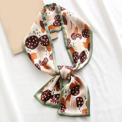 Classic Print Skinny Scarf Long Ribbon Neckerchief for Women
