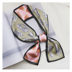 Classic Print Skinny Scarf Long Ribbon Neckerchief for Women