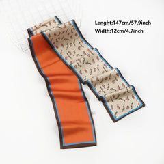 Floral Printed Skinny Scarf Silky Satin Neck Scarf Fashionable Hair Ribbon