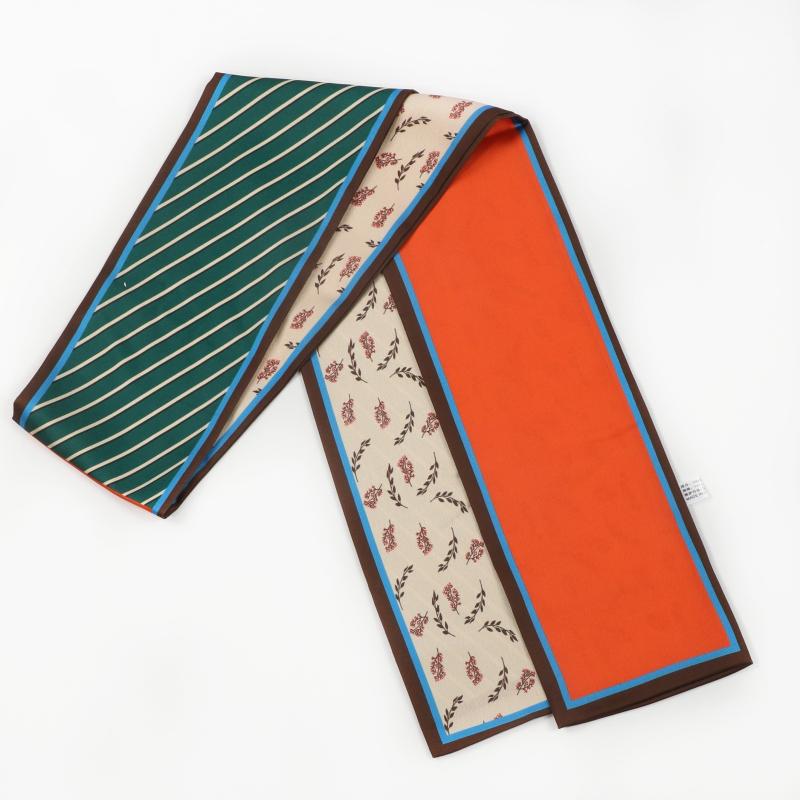 Floral Printed Skinny Scarf Silky Satin Neck Scarf Fashionable Hair Ribbon