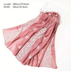 Embroidery Print Shawl Scarf Casual Thin Scarves Chiffon Hair Scarf