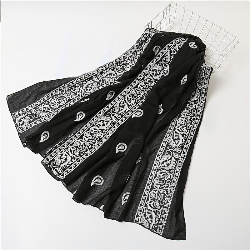 Embroidery Print Shawl Scarf Casual Thin Scarves Chiffon Hair Scarf