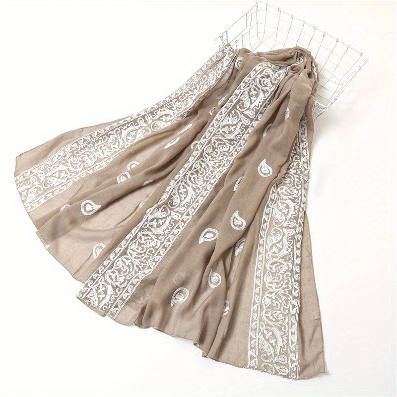 Embroidery Print Shawl Scarf Casual Thin Scarves Chiffon Hair Scarf