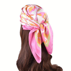 Flower Print Bandana Classic Silk Square Scarf