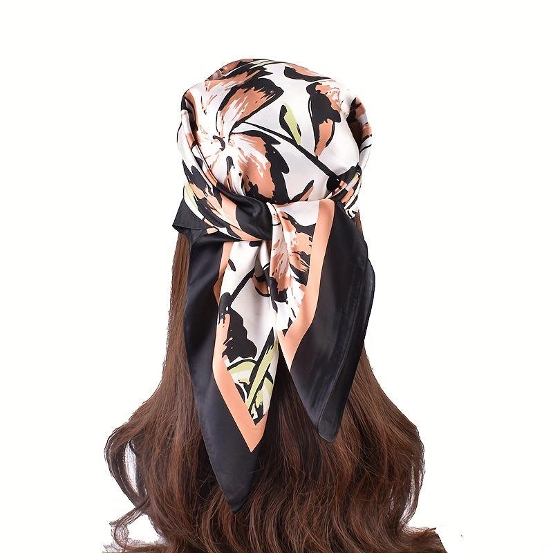 Flower Print Bandana Classic Silk Square Scarf