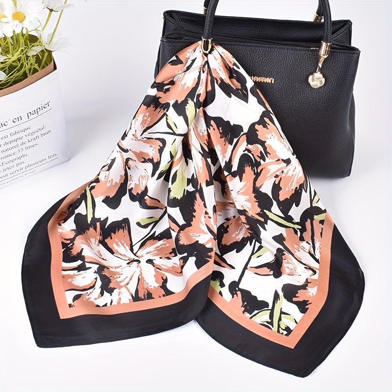 Flower Print Bandana Classic Silk Square Scarf