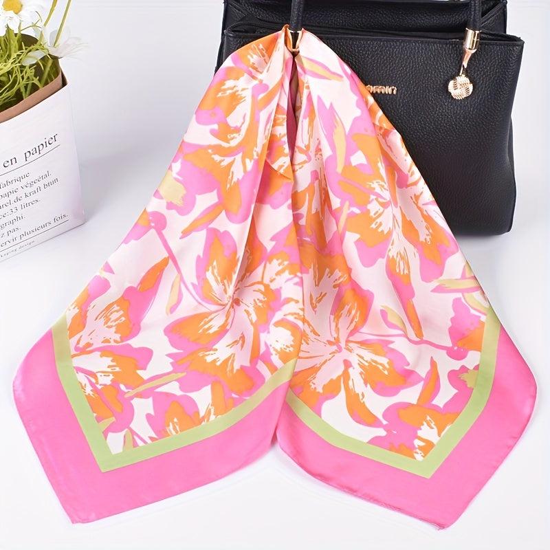 Flower Print Bandana Classic Silk Square Scarf