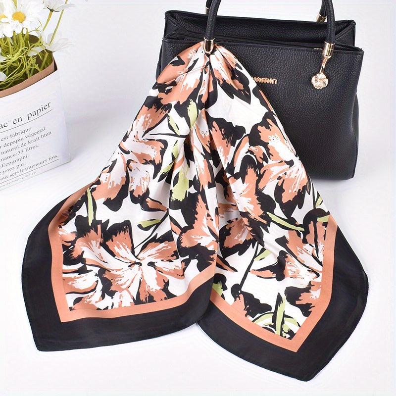 Flower Print Bandana Classic Silk Square Scarf