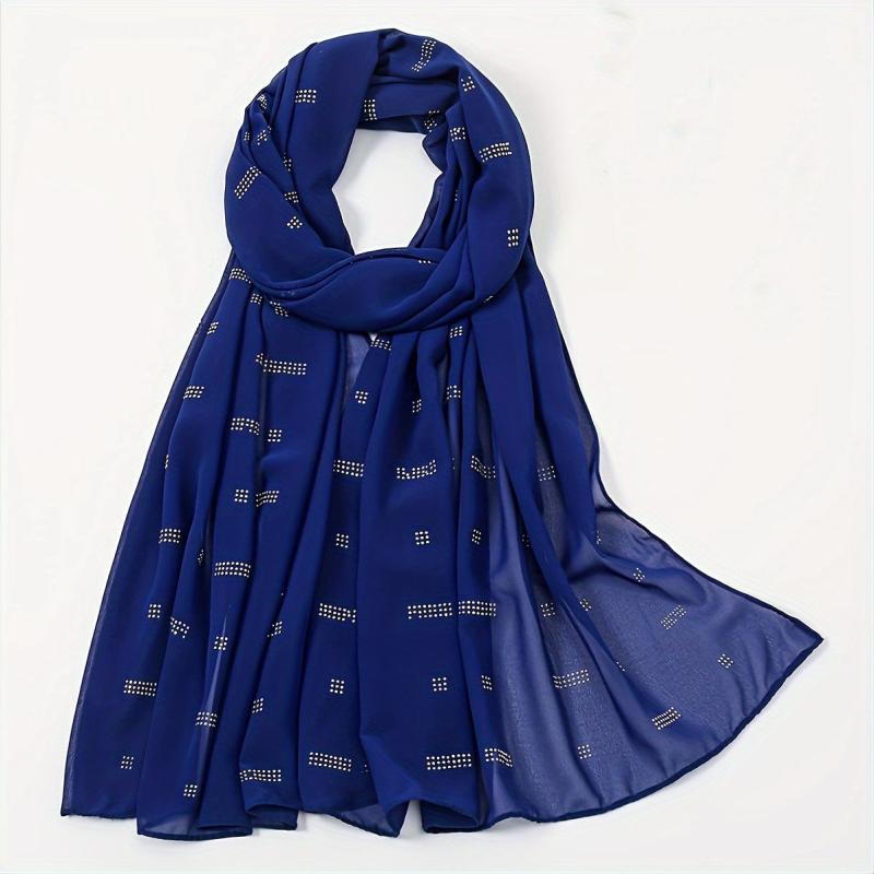 Rhinestone Decor Chiffon Shawl Scarf Wrap for Daily Decoration