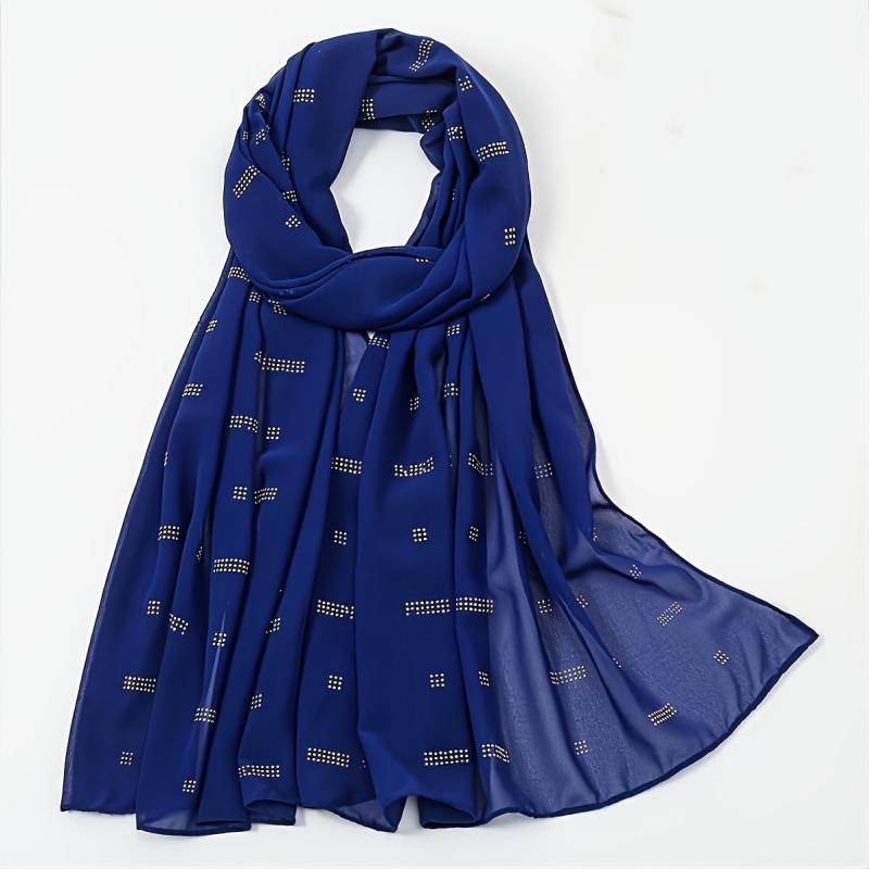 Rhinestone Decor Chiffon Shawl Scarf Wrap for Daily Decoration