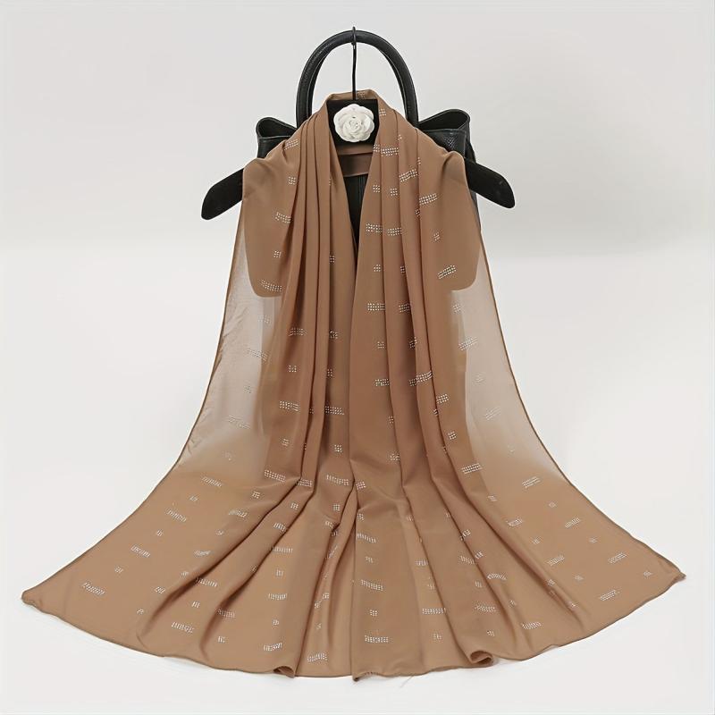 Rhinestone Decor Chiffon Shawl Scarf Wrap for Daily Decoration