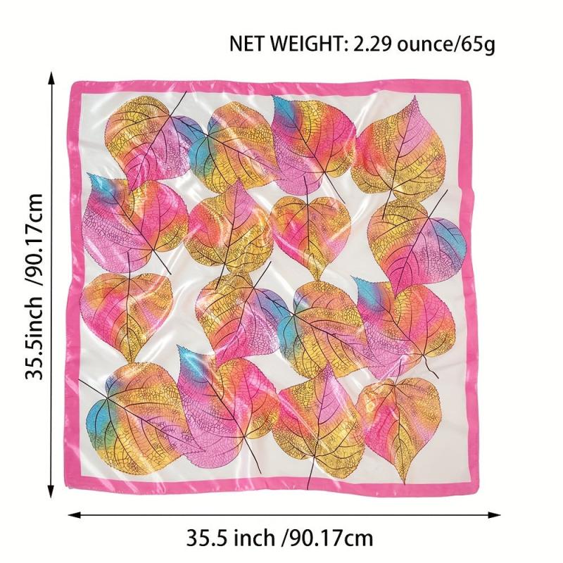 Sycamore Leaf Print Silk Square Scarf