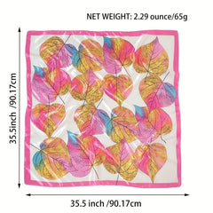 Sycamore Leaf Print Silk Square Scarf