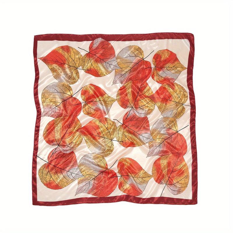 Sycamore Leaf Print Silk Square Scarf