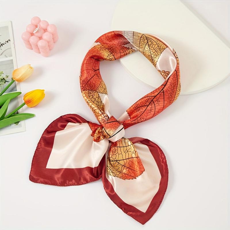 Sycamore Leaf Print Silk Square Scarf