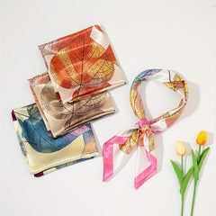 Sycamore Leaf Print Silk Square Scarf
