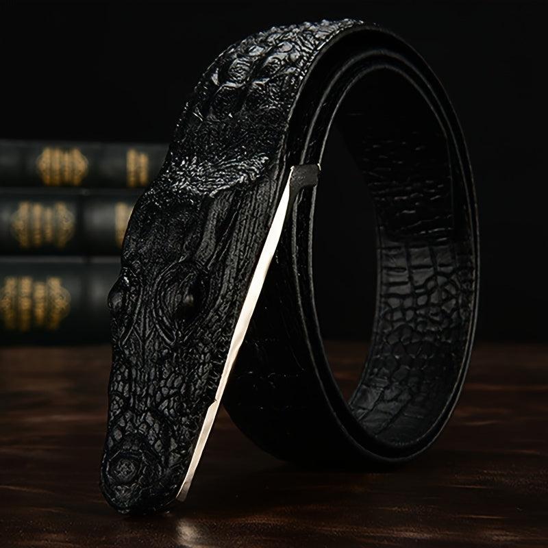 Men's Crocodile Leather Belt Automatic Buckle Pure Cowhide Plus