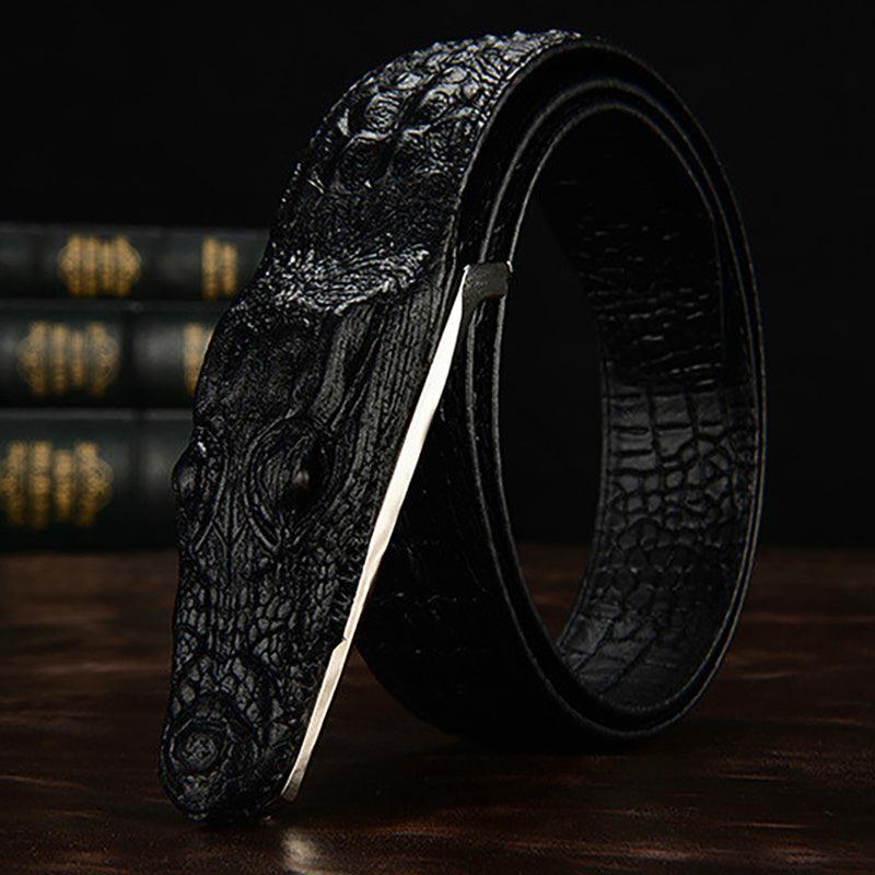 Men's Crocodile Leather Belt Automatic Buckle Pure Cowhide Plus