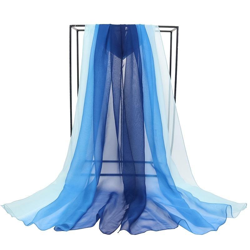 Women Silk Scarf Long Gradient Sun Protection Beach Shawl