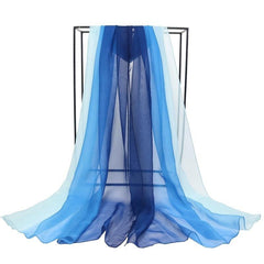 Women Silk Scarf Long Gradient Sun Protection Beach Shawl