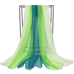Women Silk Scarf Long Gradient Sun Protection Beach Shawl