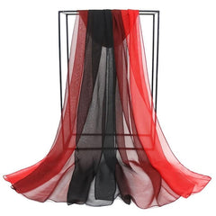 Women Silk Scarf Long Gradient Sun Protection Beach Shawl