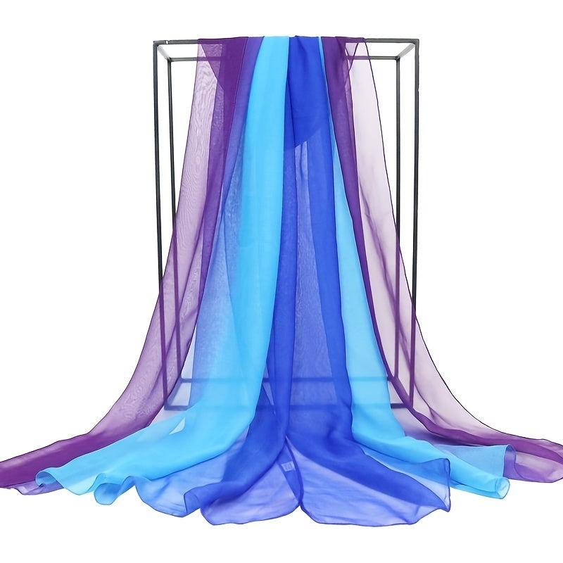 Women Silk Scarf Long Gradient Sun Protection Beach Shawl