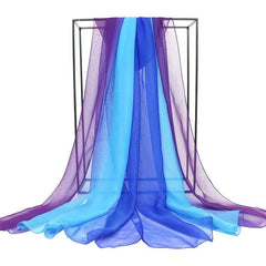 Women Silk Scarf Long Gradient Sun Protection Beach Shawl