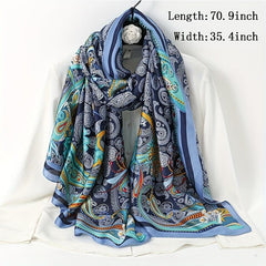 Vintage Paisley Print Silk Scarf for Women