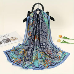 Vintage Paisley Print Silk Scarf for Women