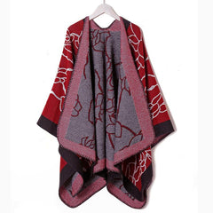 Flower Print Shawl Plaid Long Winter Warm Shawl