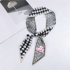 Flower Print Skinny Scarf Long Ribbon Neckerchief Classic Twilly Scarf